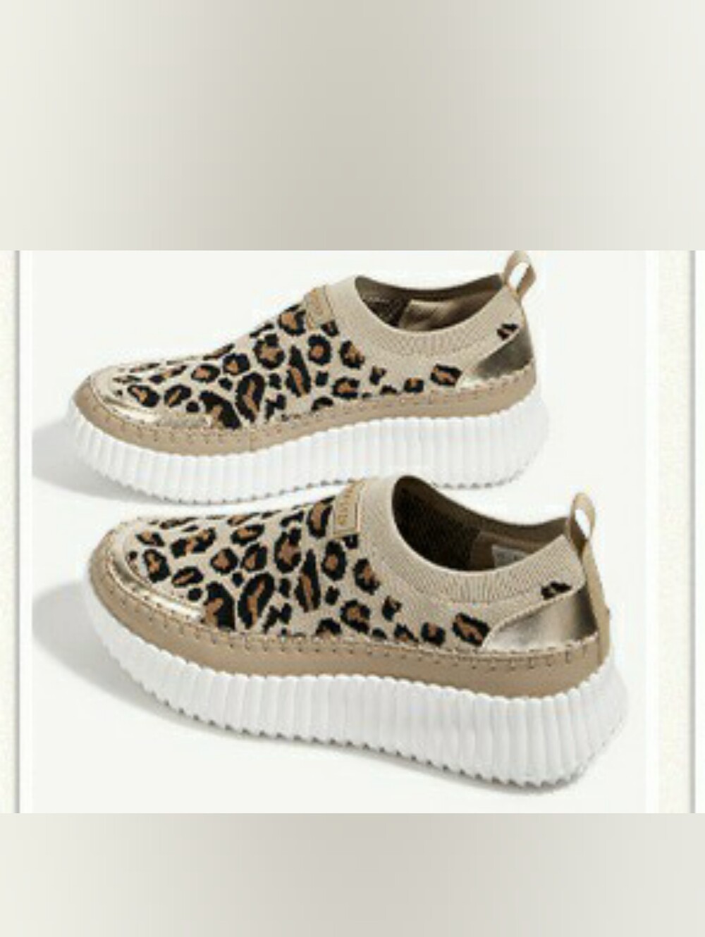 Lucky Step Leopard-print Knit Slip-on Platform Sneakers